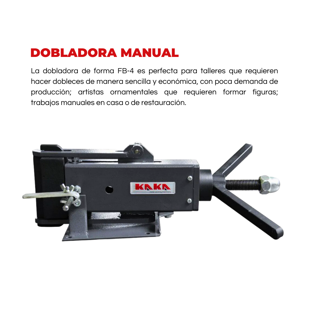 FB-4 Dobladora manual compacta para dar forma en solera con dado de 4” de ancho. Kayka Industrial