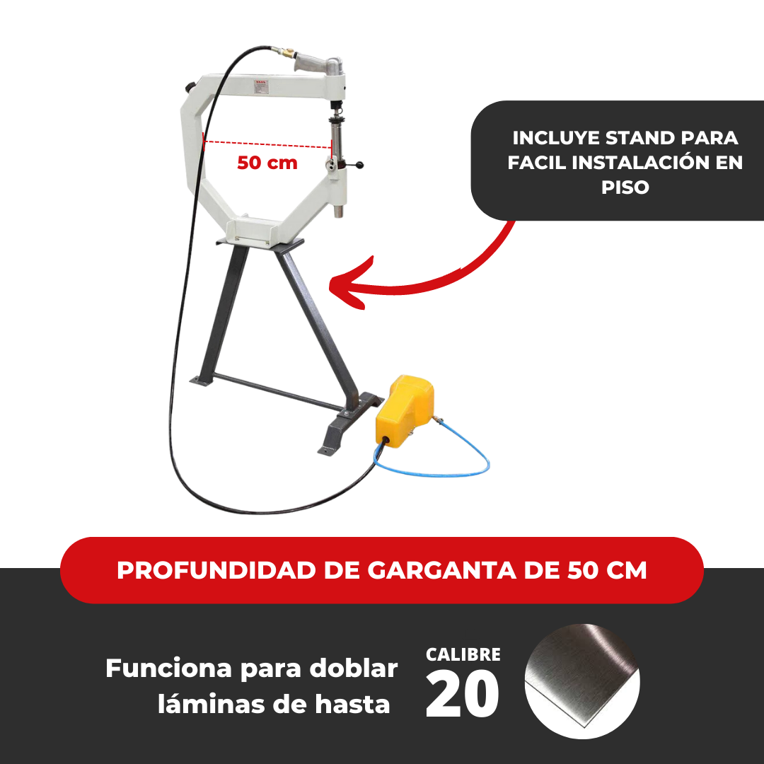 PPH-500 Martillo Neumático para Moldeado de Lámina Calibre 20 con Profundidad de Garganta de 20" Kayka Industrial