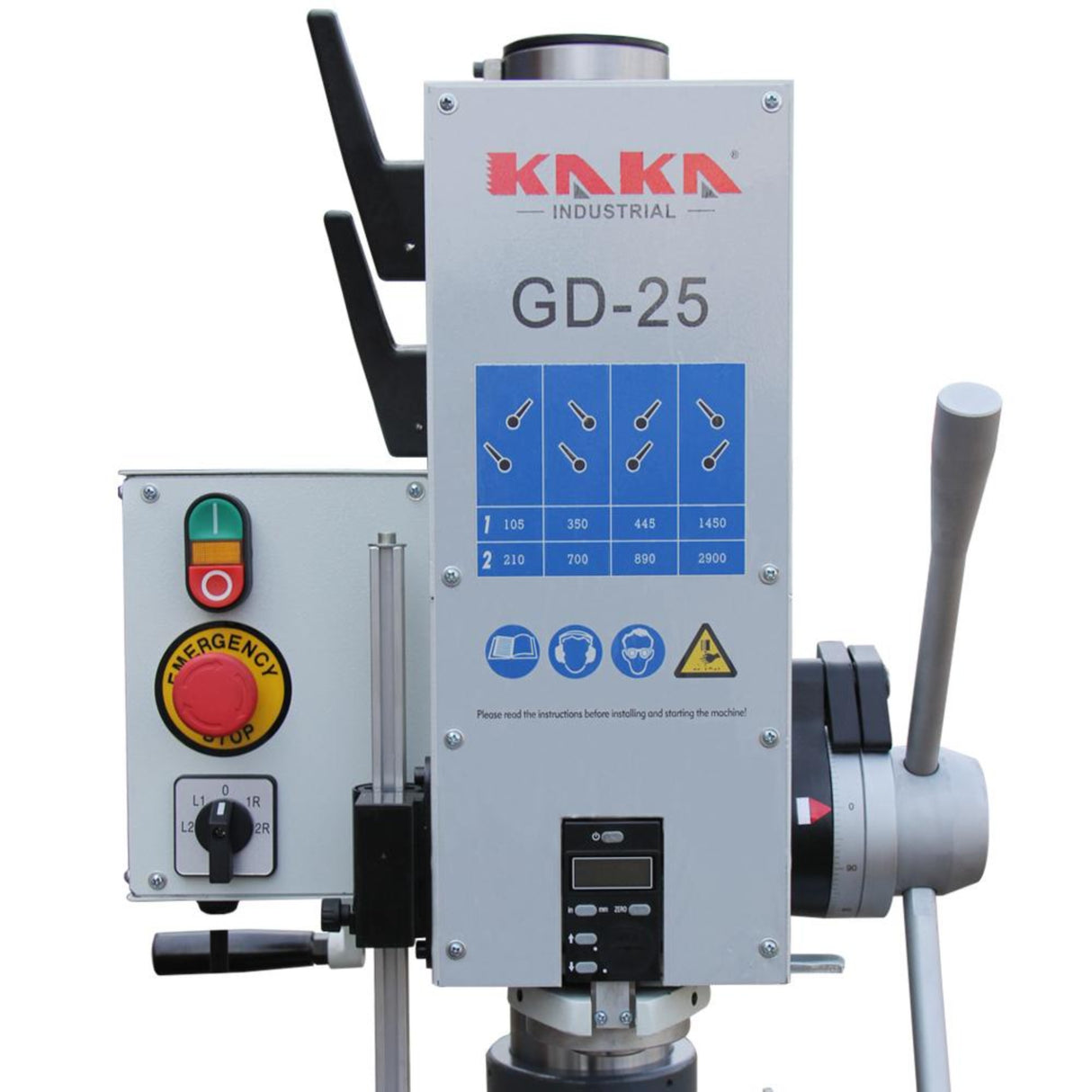 GD-25 Taladro Vertical de Columna de Ocho Velocidades, Cap. de Barrenado 25 mm 1.2 HP de Potencia. Kayka Industrial