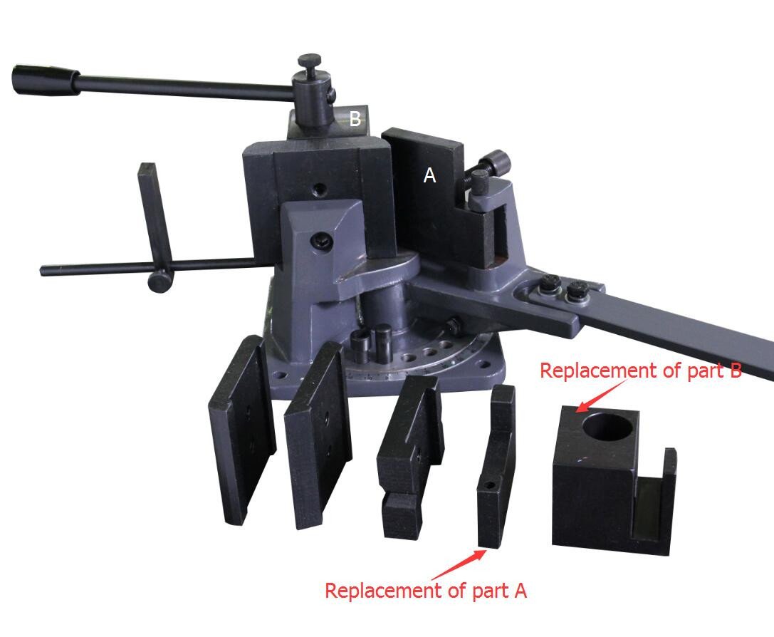 UB-100 Dobladora Manual Universal de Solera y Barra Solida, con Escala para Doblar hasta 120°.