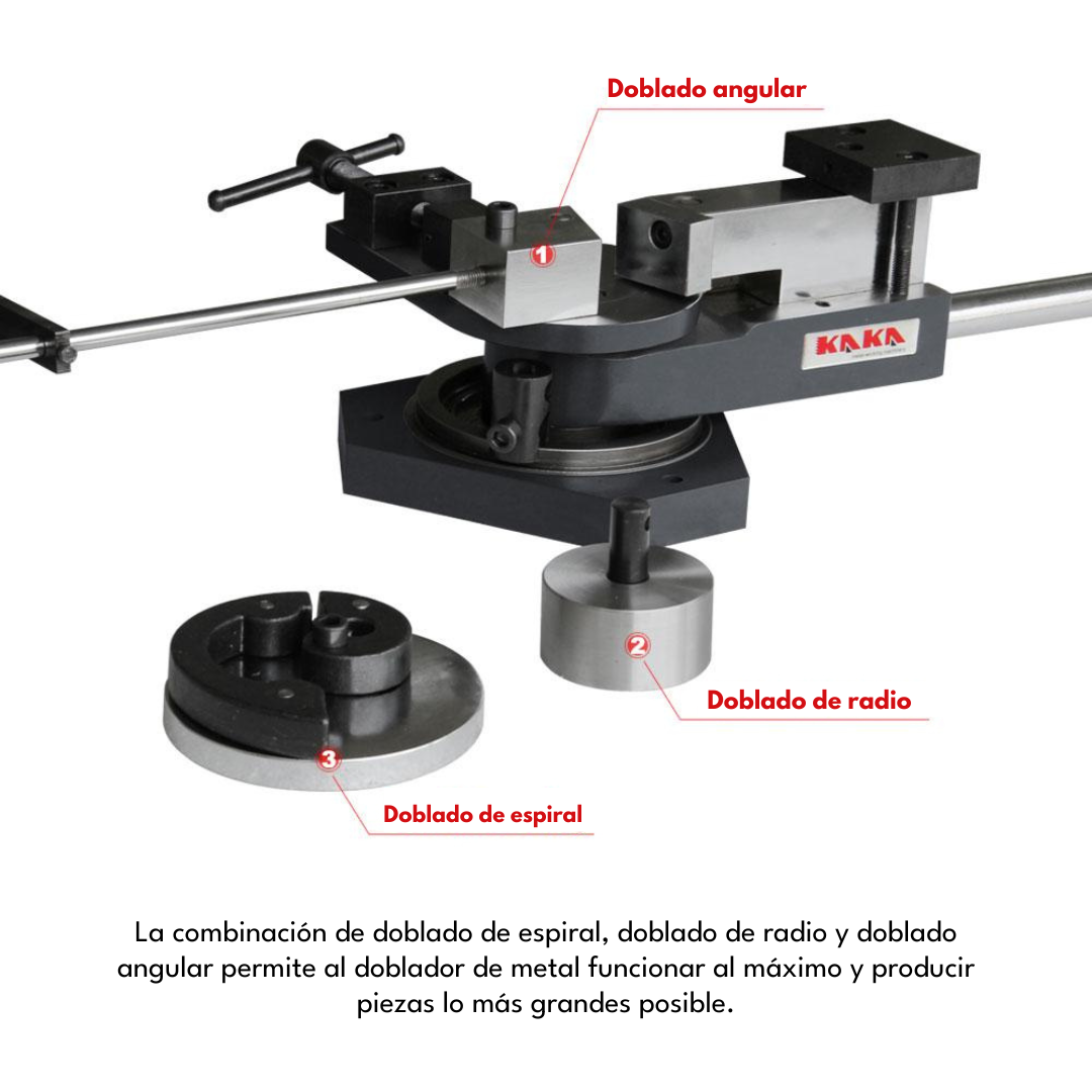 SBG-40 Dobladora de Solera Ornamental para Herrería 3-en-1 Doblado en Angulo, Espiral y Radio. Kayka Industrial