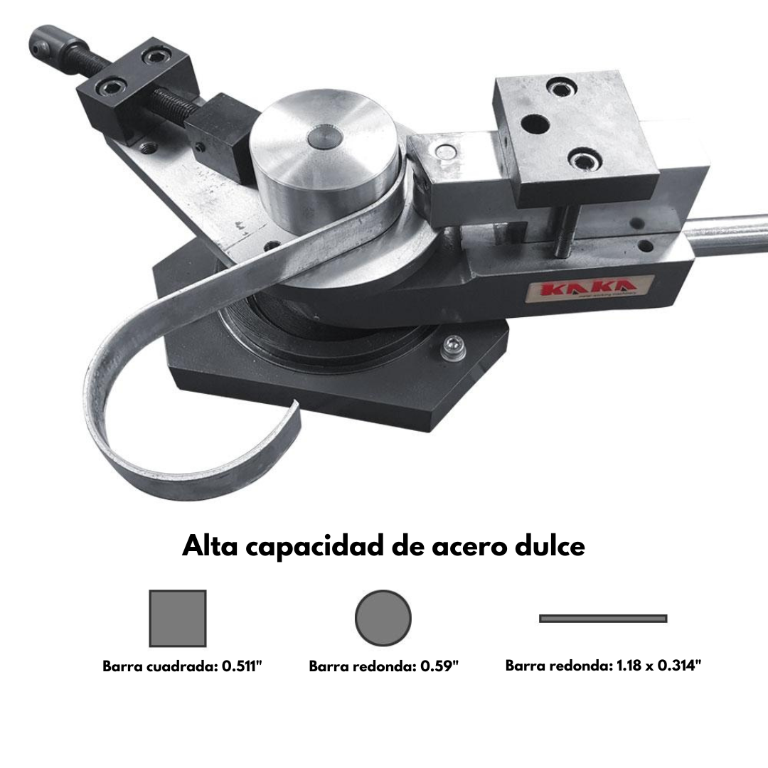 SBG-40 Dobladora de Solera Ornamental para Herrería 3-en-1 Doblado en Angulo, Espiral y Radio. Kayka Industrial