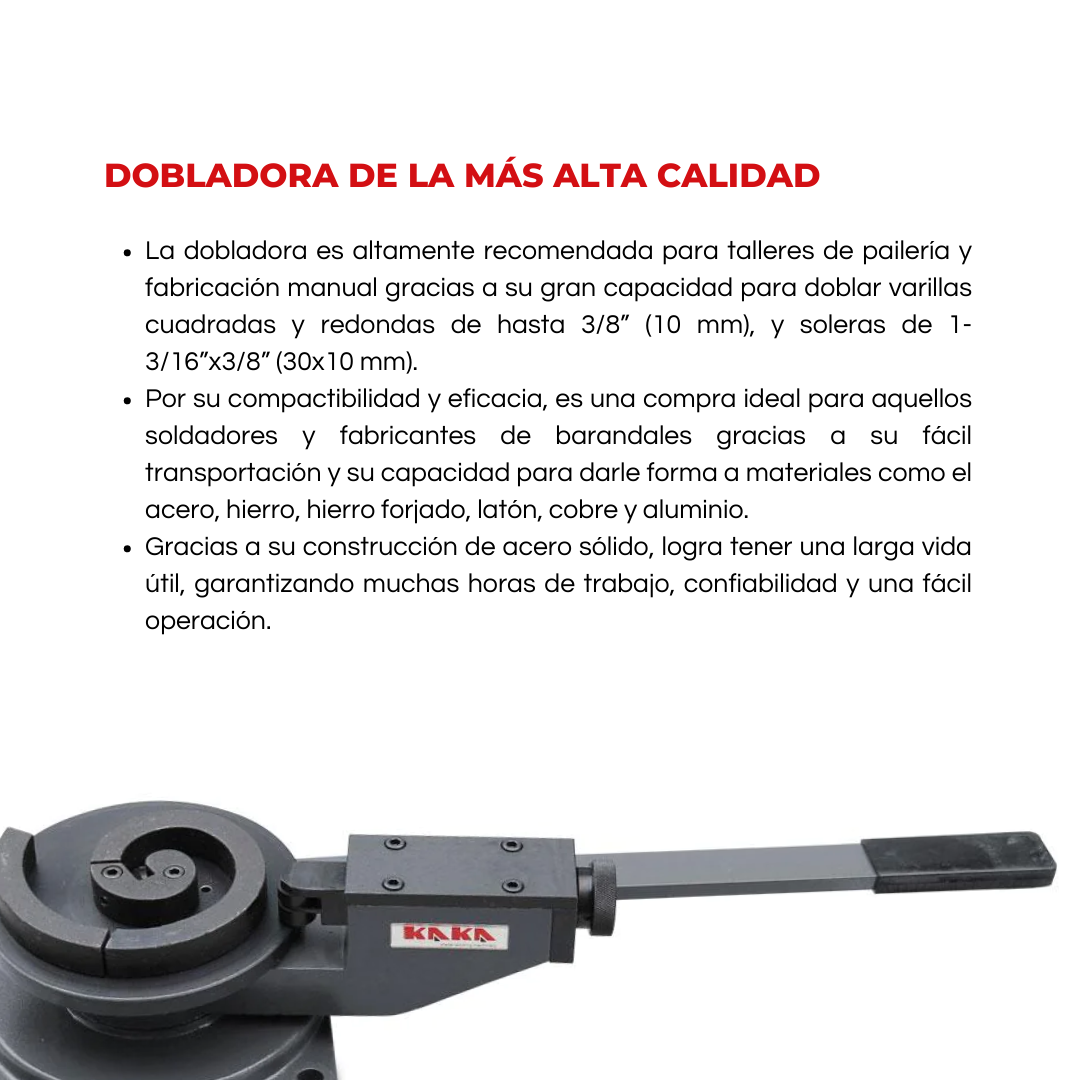 SBG-30 Dobladora de Solera Ornamental Manual para Figura en Forma de Rizo de 3" 5" y 7" Kayka Industrial