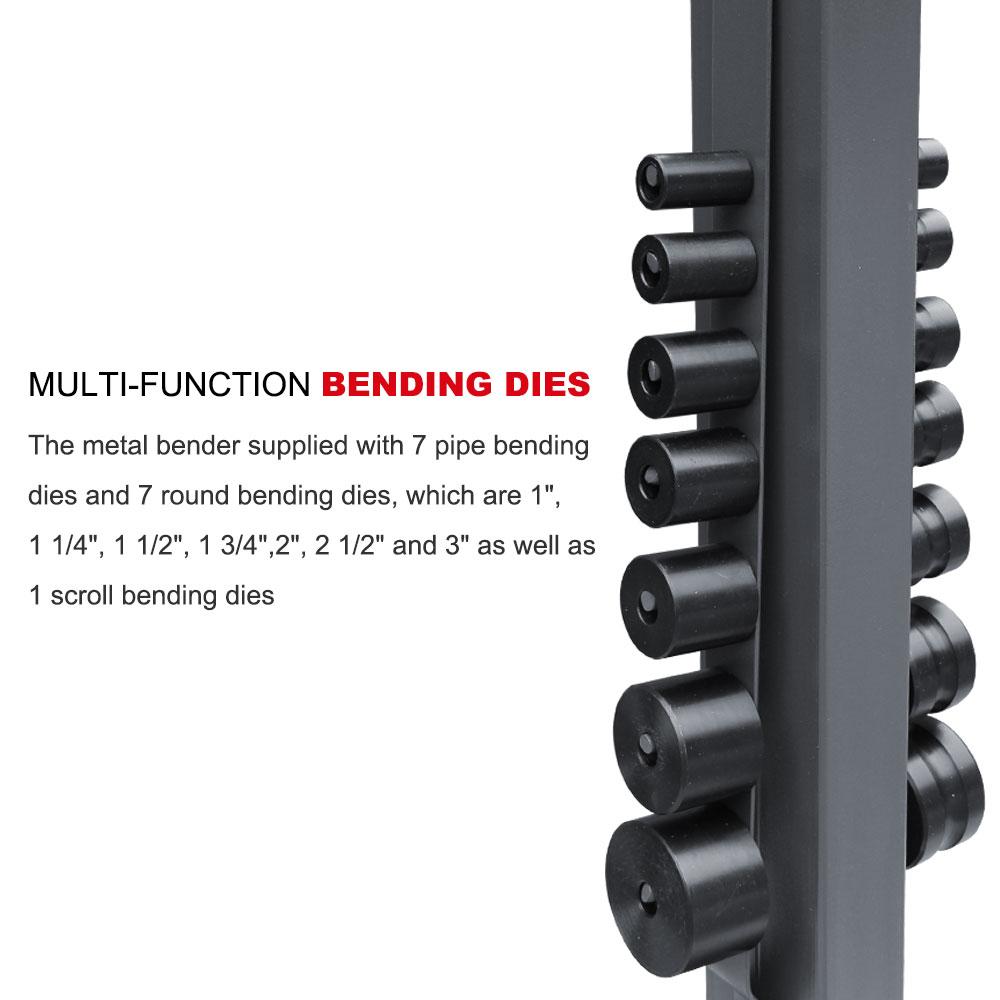 UBM-30 Dobladora Manual de Herrería con 14 Dados para Solera y Barra Solida Redonda Incluye Base Pedestal